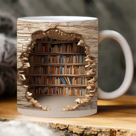 3D Bookshelf Mug | Creative Design | Gift Ready | Ceramic