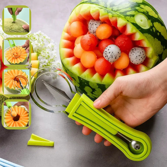 3-in-1 Fruit Cutter | Multifunctional | Easy Fruit Preparation | Plastic Metal
