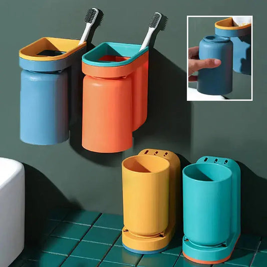 Toothbrush Holder | Self-Adhesive | Space-Saving Design | Plastic