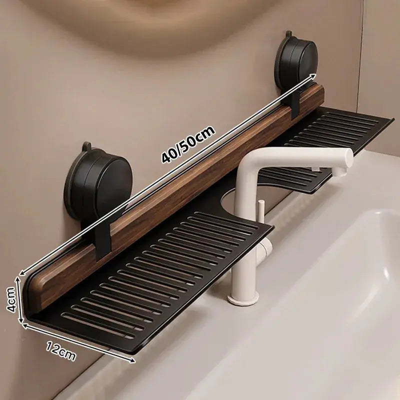 Sink Shelf | Drill-Free | Efficient Drainage | Walnut
