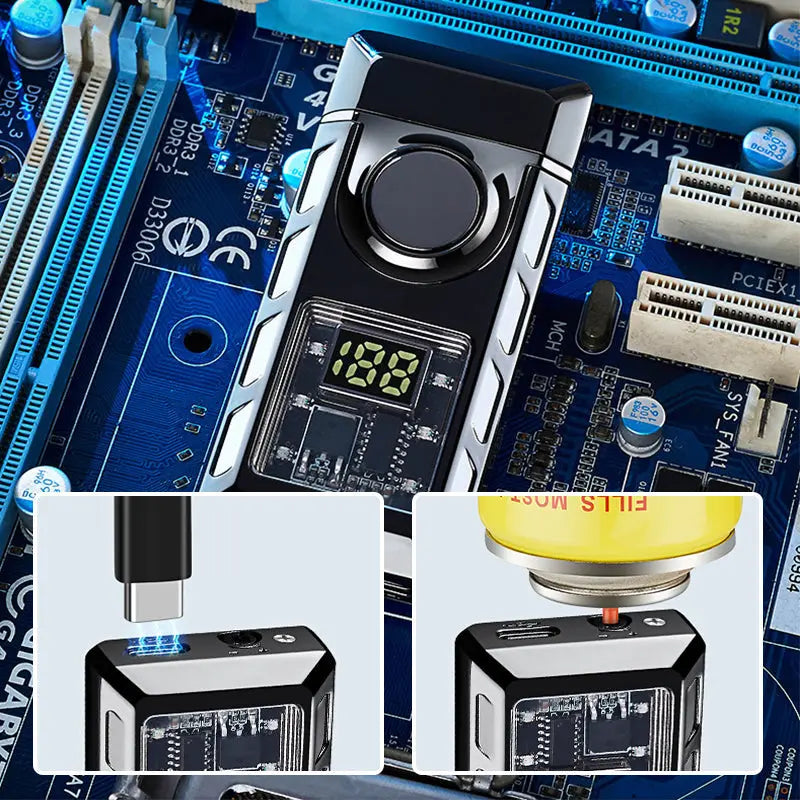 Double-Flame Lighter | Rechargeable | Smart Display | Zinc Alloy