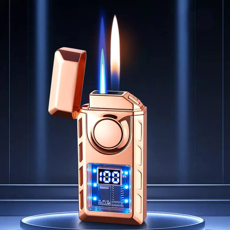 Double-Flame Lighter | Rechargeable | Smart Display | Zinc Alloy