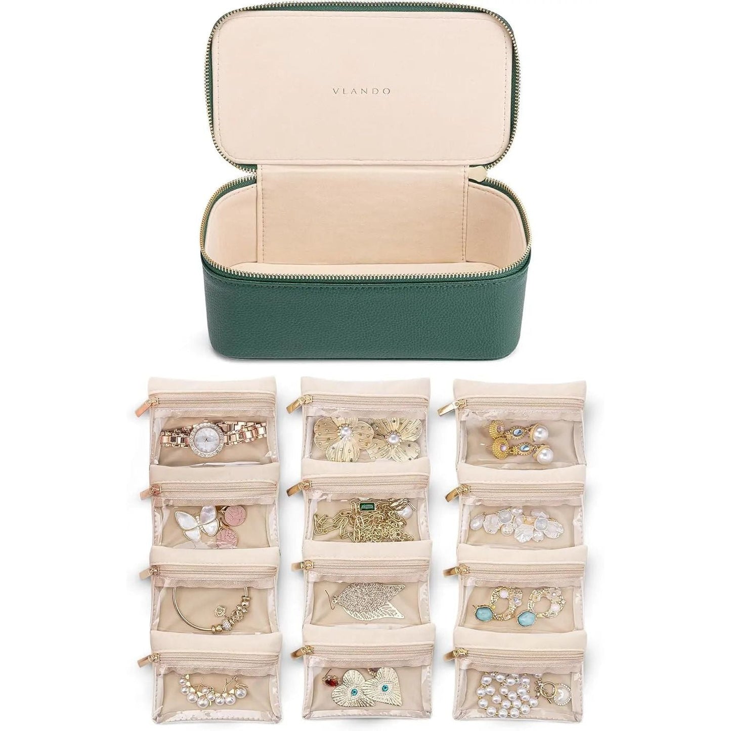 Jewellery Organizer | Transparent Pockets | Scratch Protection | PU Leather