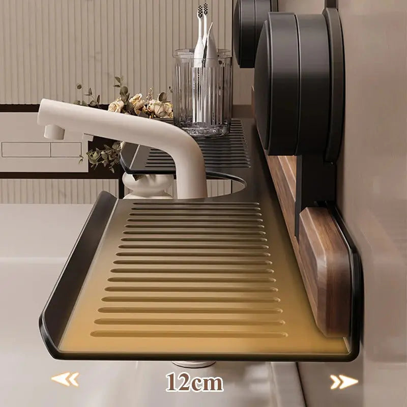 Sink Shelf | Drill-Free | Efficient Drainage | Walnut