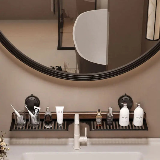 Sink Shelf | Drill-Free | Efficient Drainage | Walnut