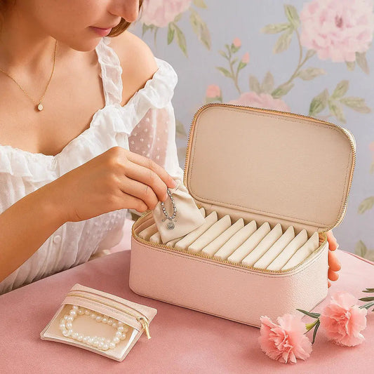 Jewellery Organizer | Transparent Pockets | Scratch Protection | PU Leather