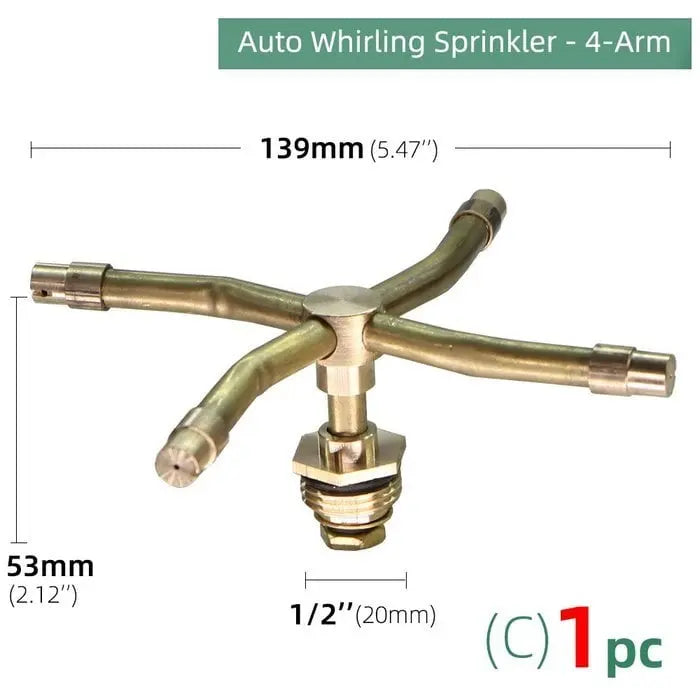 Rotary Sprinkler | 360° Rotation | Even Watering | Brass