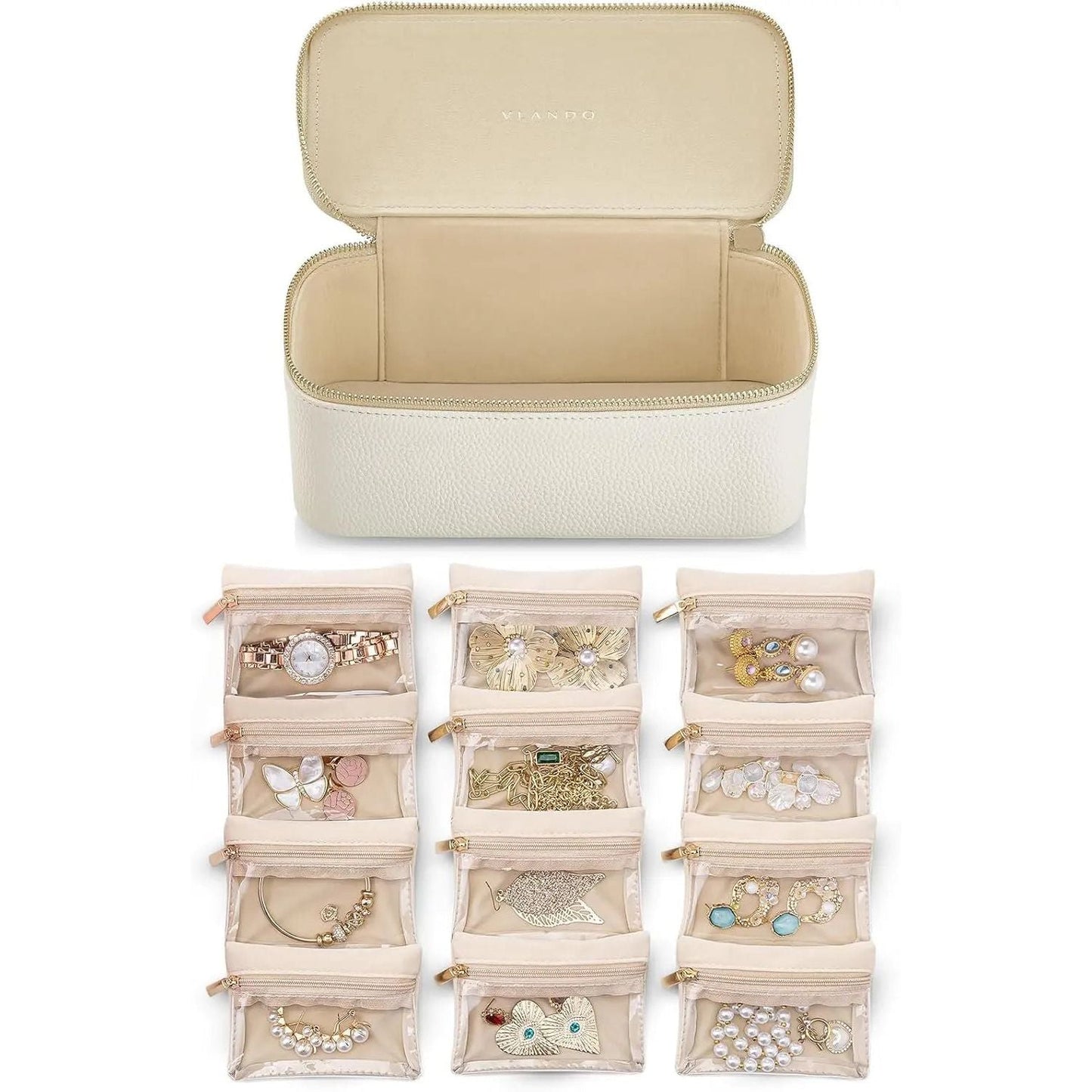 Jewellery Organizer | Transparent Pockets | Scratch Protection | PU Leather