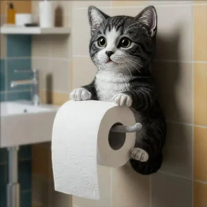 Toilet Paper Holder | 3D Cat Design | Easy Installation | Resin