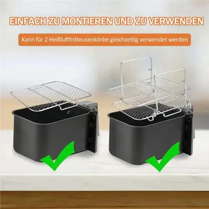 3-Tier Air Fryer Rack | Triple Surface | Even Heat Circulation | Metal