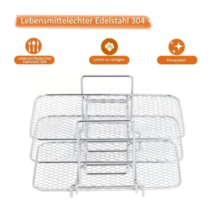 3-Tier Air Fryer Rack | Triple Surface | Even Heat Circulation | Metal