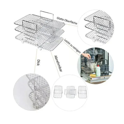 3-Tier Air Fryer Rack | Triple Surface | Even Heat Circulation | Metal