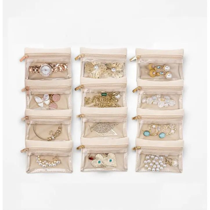 Jewellery Organizer | Transparent Pockets | Scratch Protection | PU Leather
