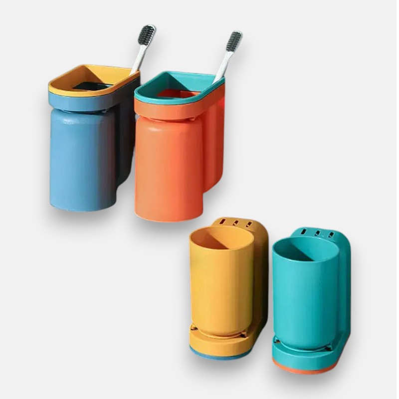 Toothbrush Holder | Self-Adhesive | Space-Saving Design | Plastic