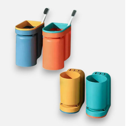 Toothbrush Holder | Self-Adhesive | Space-Saving Design | Plastic