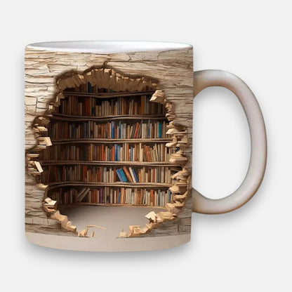 3D Bookshelf Mug | Creative Design | Gift Ready | Ceramic