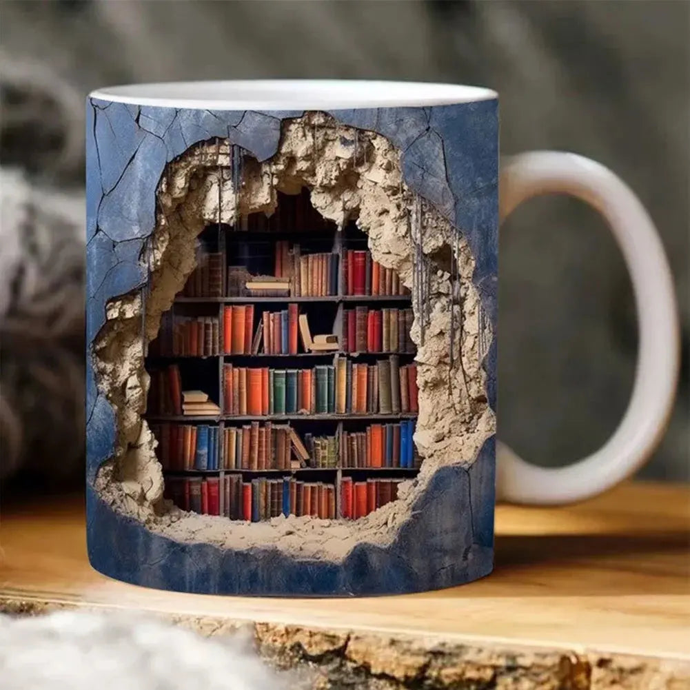 3D Bookshelf Mug | Creative Design | Gift Ready | Ceramic
