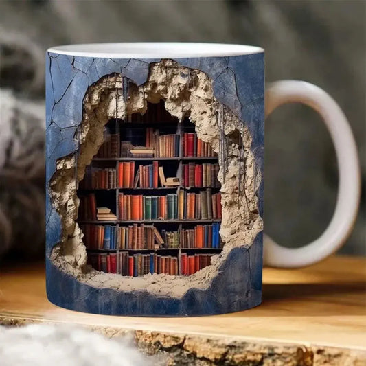 3D Bookshelf Mug | Creative Design | Gift Ready | Ceramic