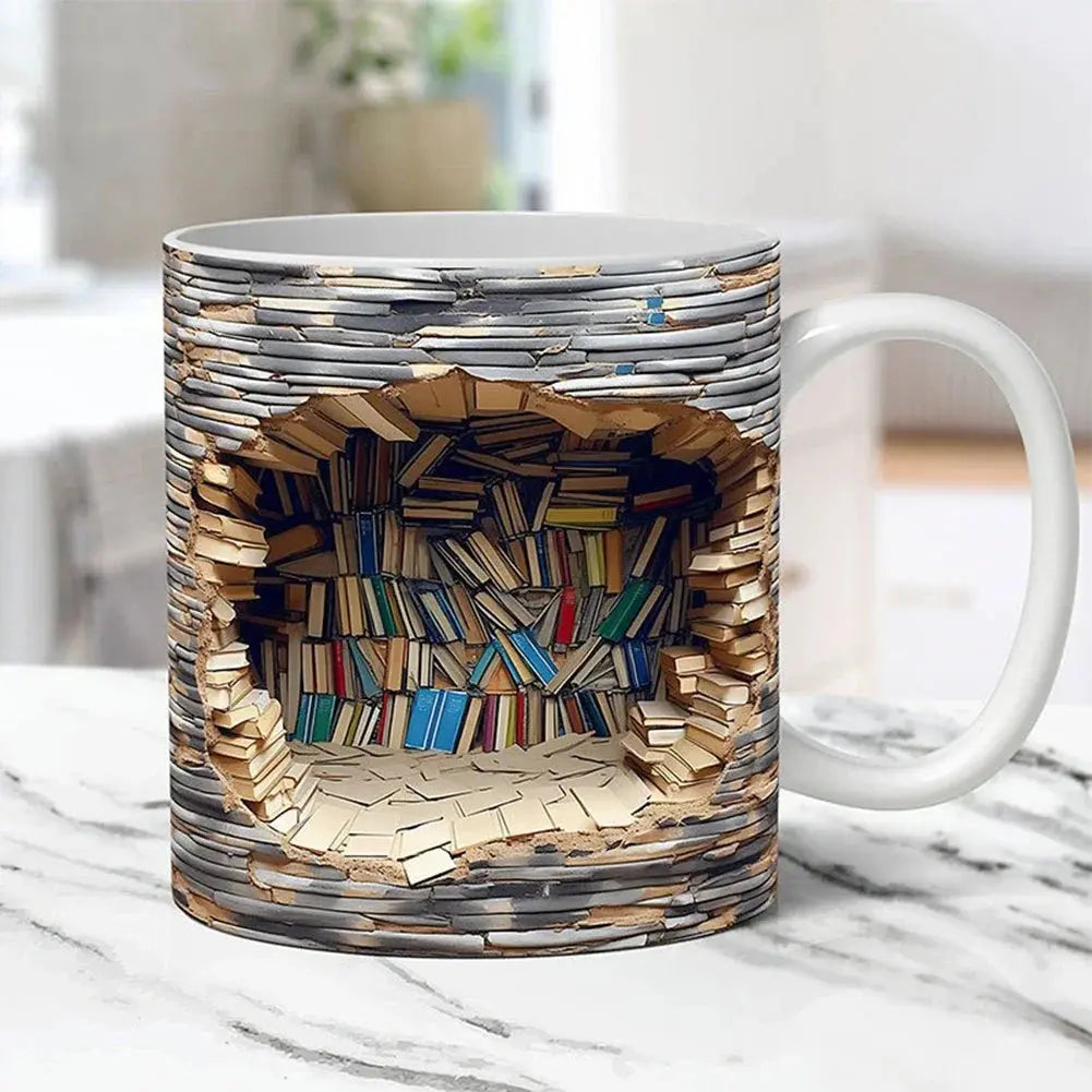 3D Bookshelf Mug | Creative Design | Gift Ready | Ceramic