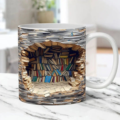 3D Bookshelf Mug | Creative Design | Gift Ready | Ceramic