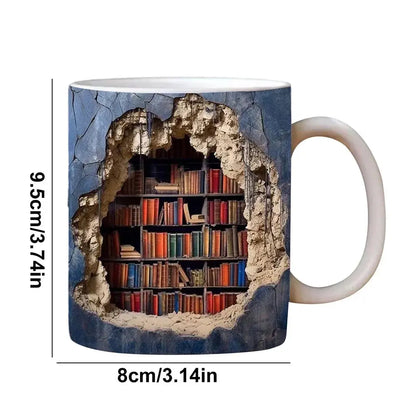 3D Bookshelf Mug | Creative Design | Gift Ready | Ceramic