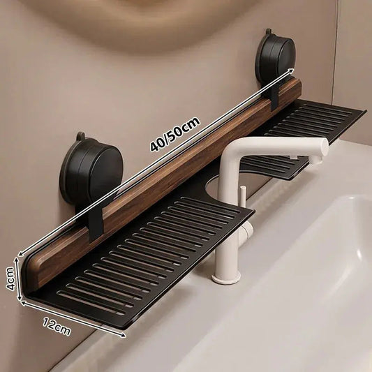 Sink Shelf | Drill-Free | Efficient Drainage | Walnut