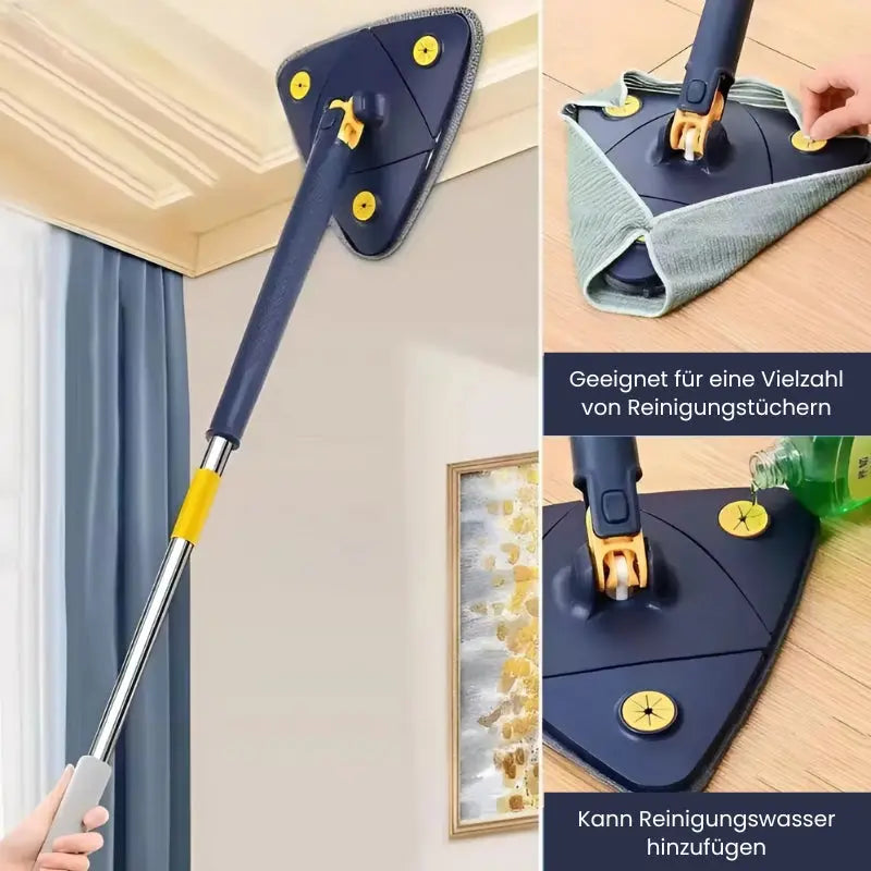 Triangular Mop | 360° Rotation | Easy Cleaning | Plastic