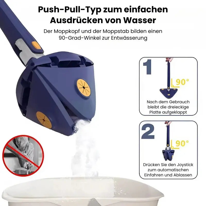 Triangular Mop | 360° Rotation | Easy Cleaning | Plastic