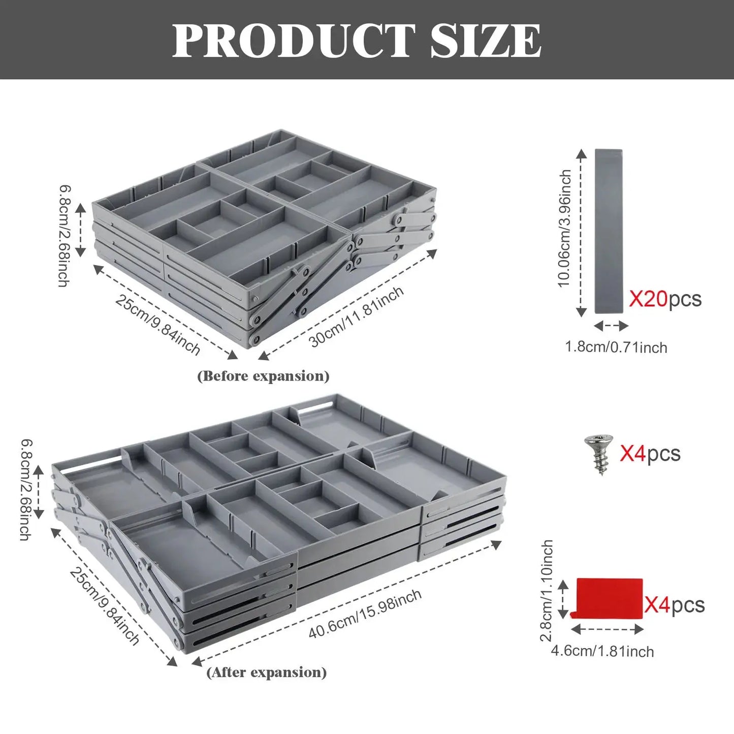 Drawer Organizer | Expandable Storage | Adjustable Compartments | Durable