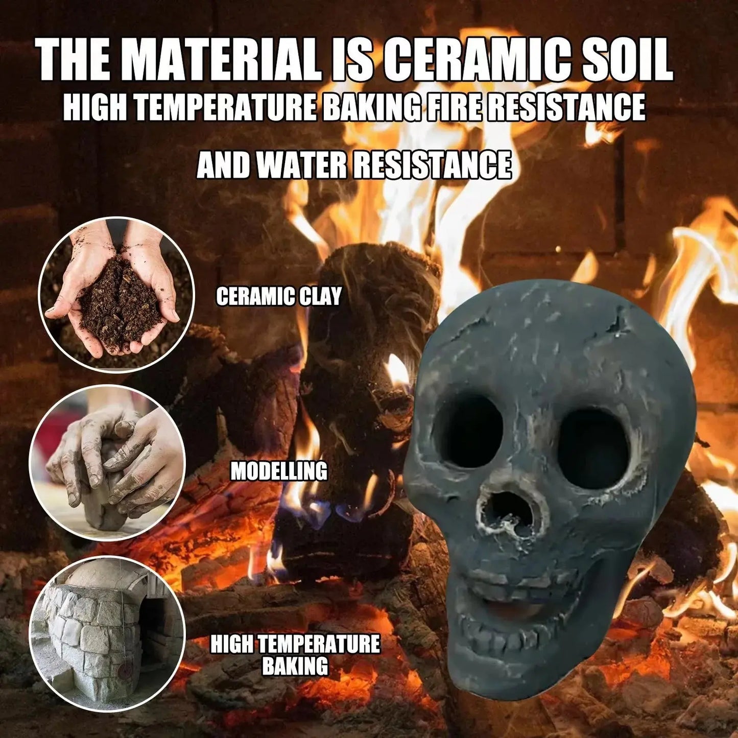 Fireproof Skull | Heat-resistant | Reusable Design | Ceramic