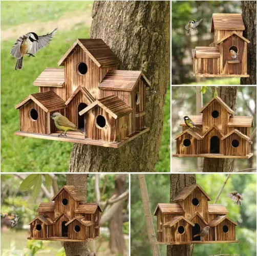 Bird Nest Box | Weather-Resistant | Multi-Family Housing | Wood