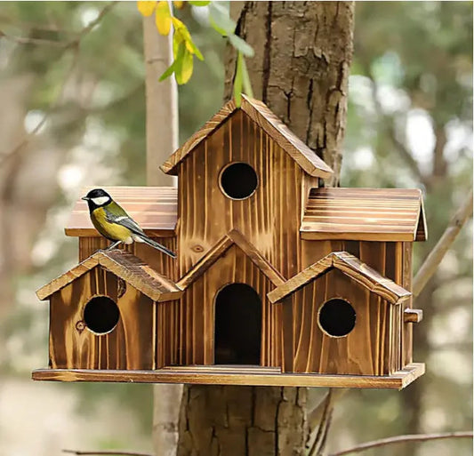 Bird Nest Box | Weather-Resistant | Multi-Family Housing | Wood