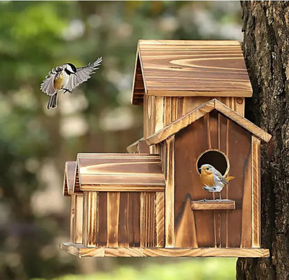 Bird Nest Box | Weather-Resistant | Multi-Family Housing | Wood