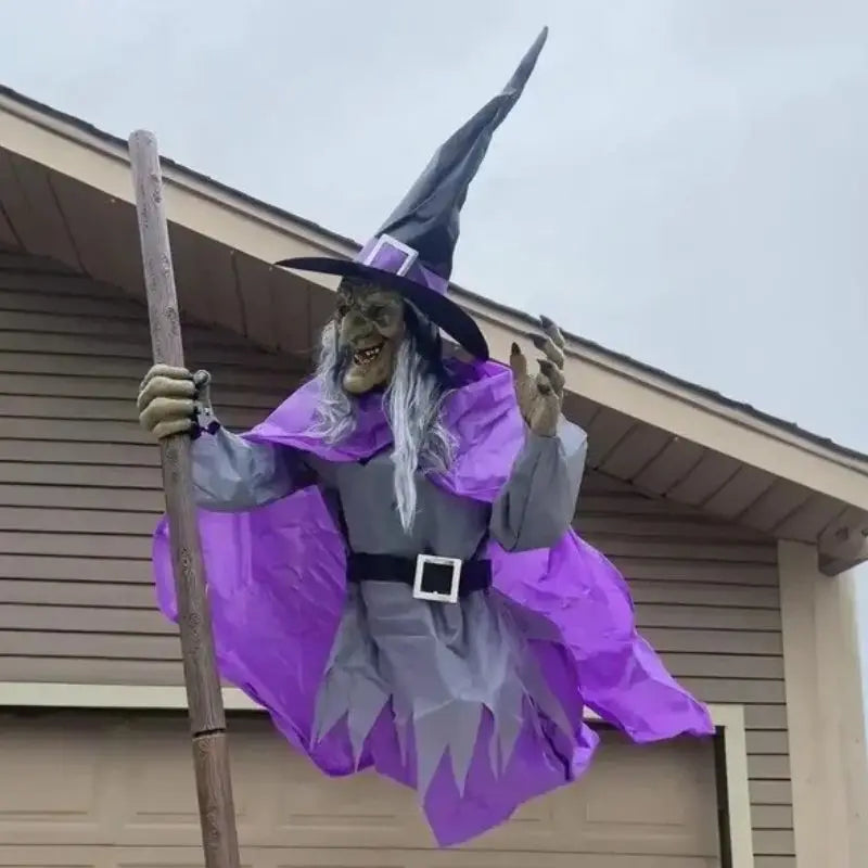 Witch Decoration | Motion-Activated | Weatherproof Design | Polyester