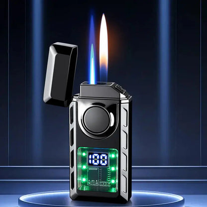 Double-Flame Lighter | Rechargeable | Smart Display | Zinc Alloy