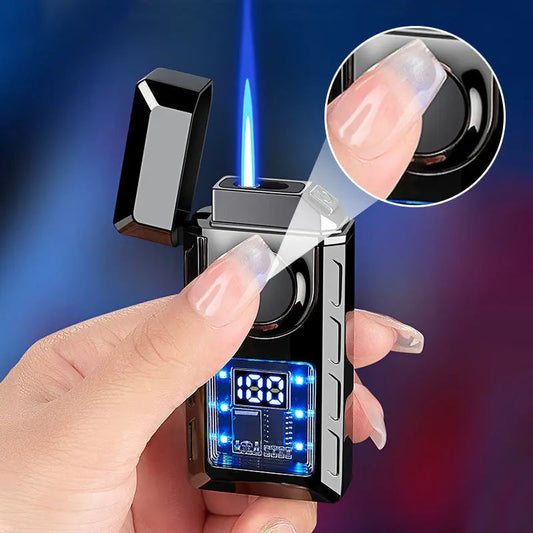 Double-Flame Lighter | Rechargeable | Smart Display | Zinc Alloy