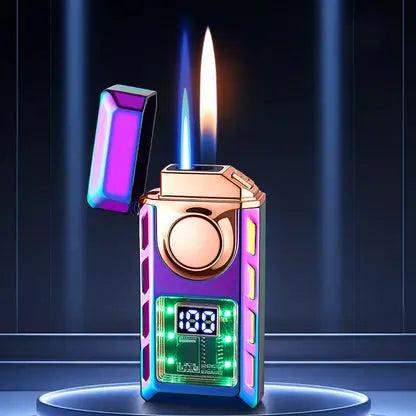 Double-Flame Lighter | Rechargeable | Smart Display | Zinc Alloy