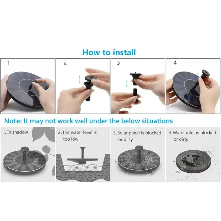 Solar Fountain | Solar Powered | Energy Saving | Plastic