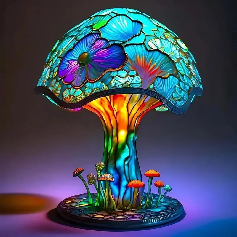 Table Lamp | Colourful Shade | Warm Glow | Glass