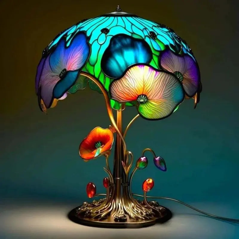Table Lamp | Colourful Shade | Warm Glow | Glass