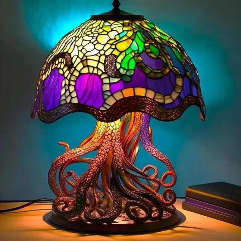 Table Lamp | Colourful Shade | Warm Glow | Glass