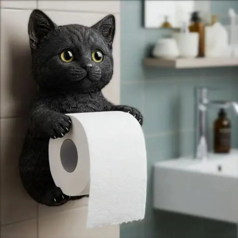 Toilet Paper Holder | 3D Cat Design | Easy Installation | Resin