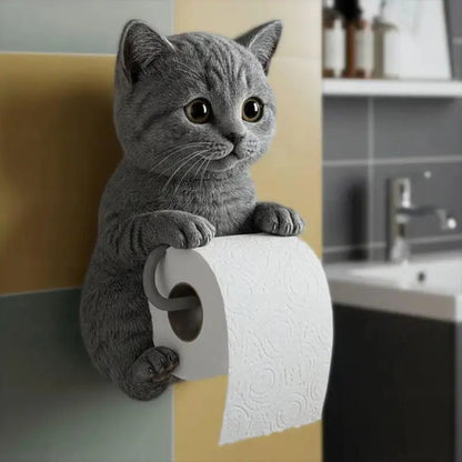 Toilet Paper Holder | 3D Cat Design | Easy Installation | Resin