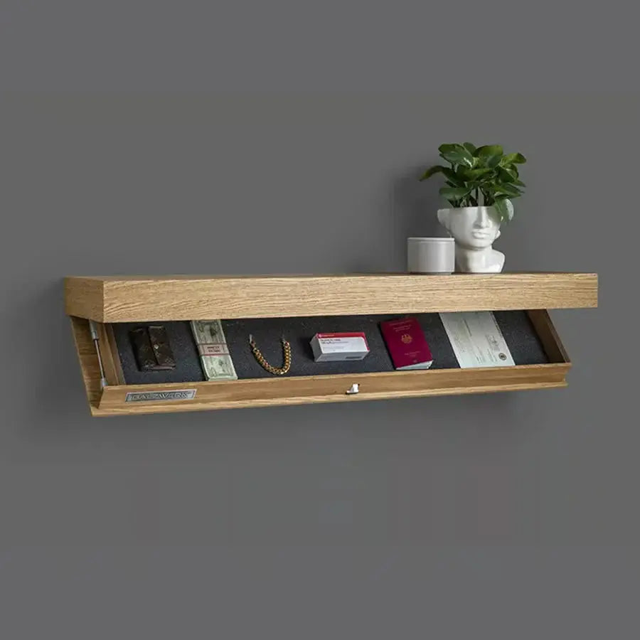 Wall Shelf | Hidden Compartment | Secure Storage | Wood