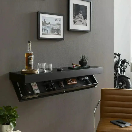 Wall Shelf | Hidden Compartment | Secure Storage | Wood