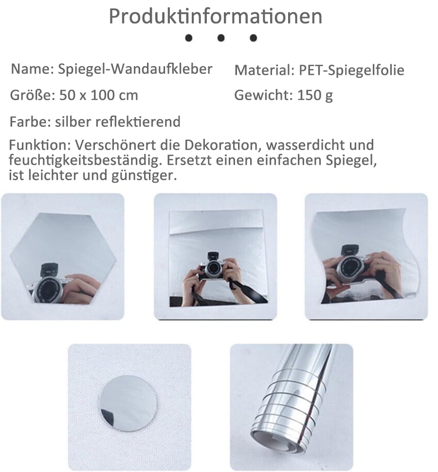 Mirror Panel | Self-adhesive | Clear Reflection | Plastic