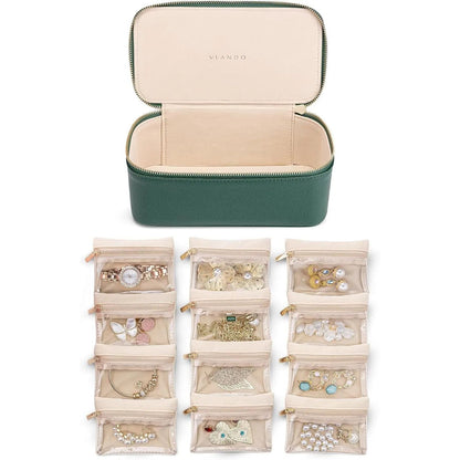 Jewellery Organizer | Transparent Pockets | Scratch Protection | PU Leather