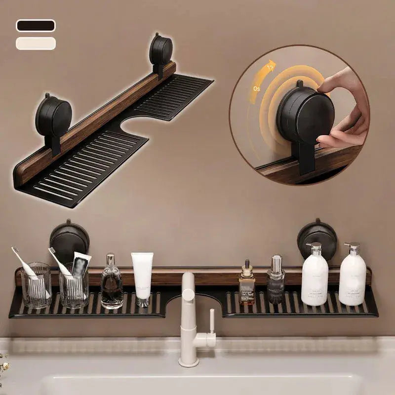 Sink Shelf | Drill-Free | Efficient Drainage | Walnut