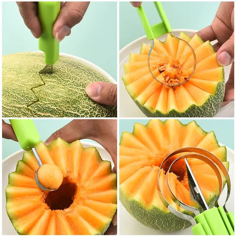 3-in-1 Fruit Cutter | Multifunctional | Easy Fruit Preparation | Plastic Metal
