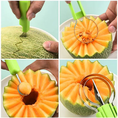3-in-1 Fruit Cutter | Multifunctional | Easy Fruit Preparation | Plastic Metal
